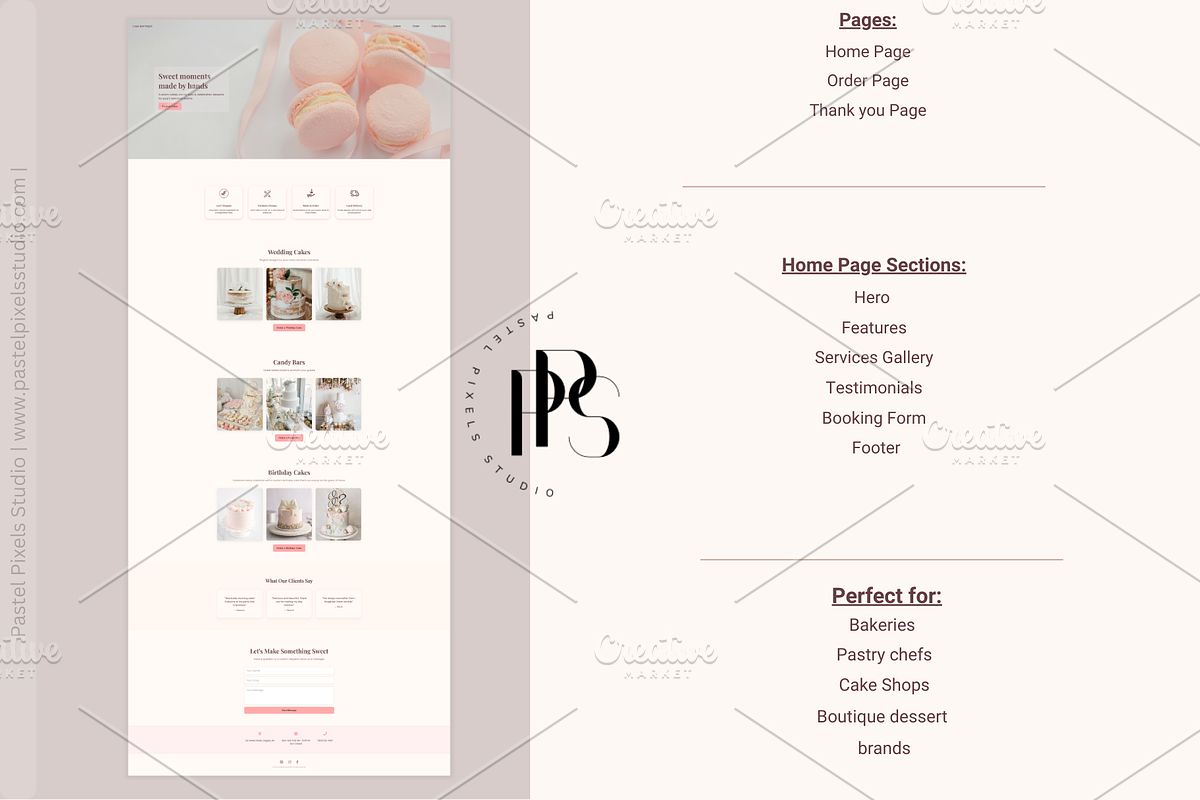 Bakery Shop HTML Website Template, a HTML Template by Pastel Pixels Studio (Photo 2 of 4)