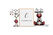 Whimsical Christmas Reindeer Clipart, an Illustration by Creative Art (Thumbnail 10 of 13)