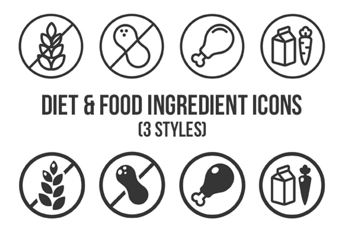 Diets and ingredient label icons