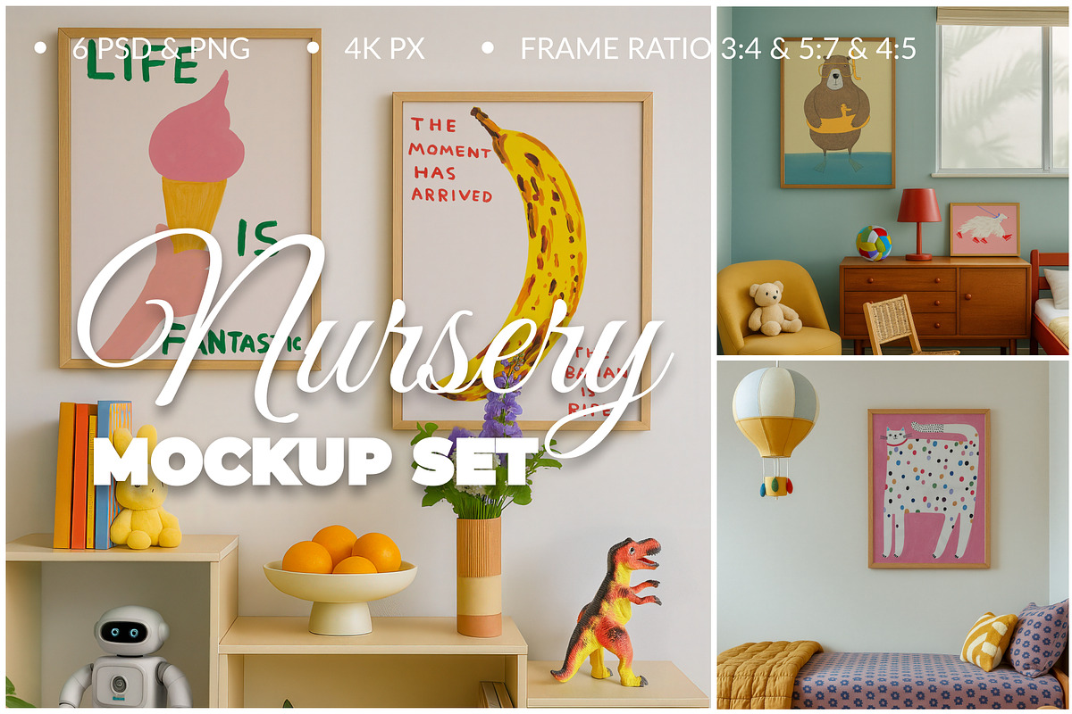 Nursery poster mockups Set of 6 PSD, a Product Mockup by SigaSigaMockup (Photo 1 of 4)