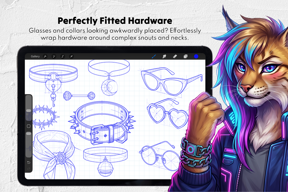 215 Furry Male Head Procreate Stamps, a Brush Add-On by Selentaori Studio (Photo 10 of 13)