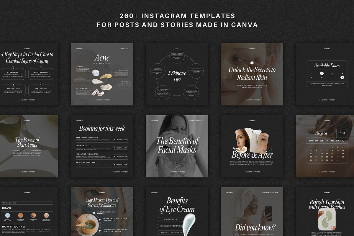 Grey Skin Care Instagram Templates, a Social Media Template by Xenié Creative (Photo 3 of 10)