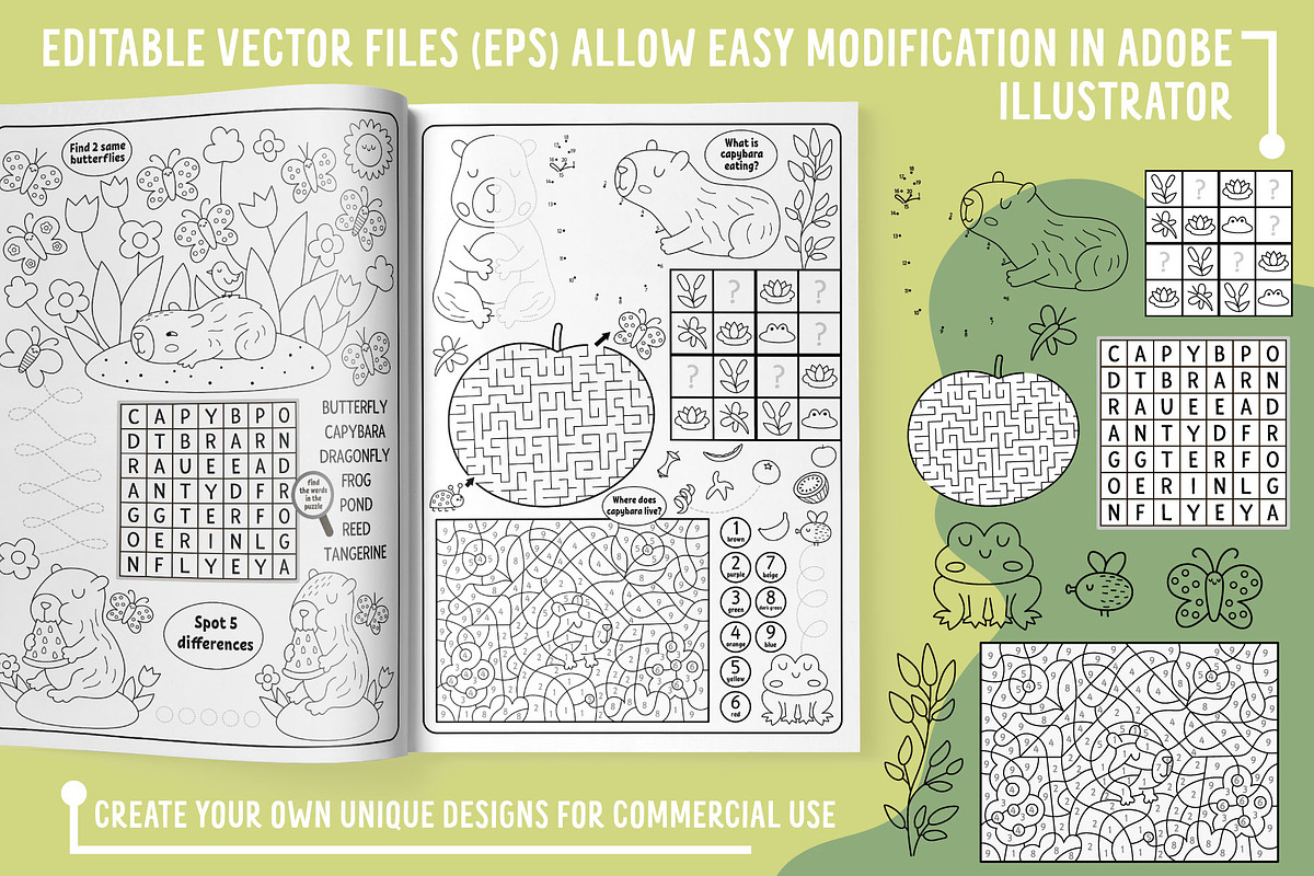 Capybara coloring games for kids, an Education Illustration by Lexi Claus (Photo 16 of 17)