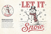 Vintage Let It Snow Christmas Design, a Seasonal Illustration by Libby Wishes (Thumbnail 1 of 4)