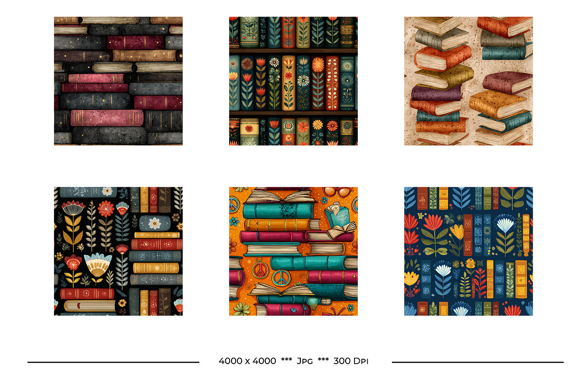 Book Retro Art Style Patterns, a Pattern Graphic by karenfoleyphoto (Photo 5 of 9)