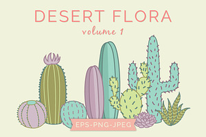 Cactus Plants Vector Clip Art