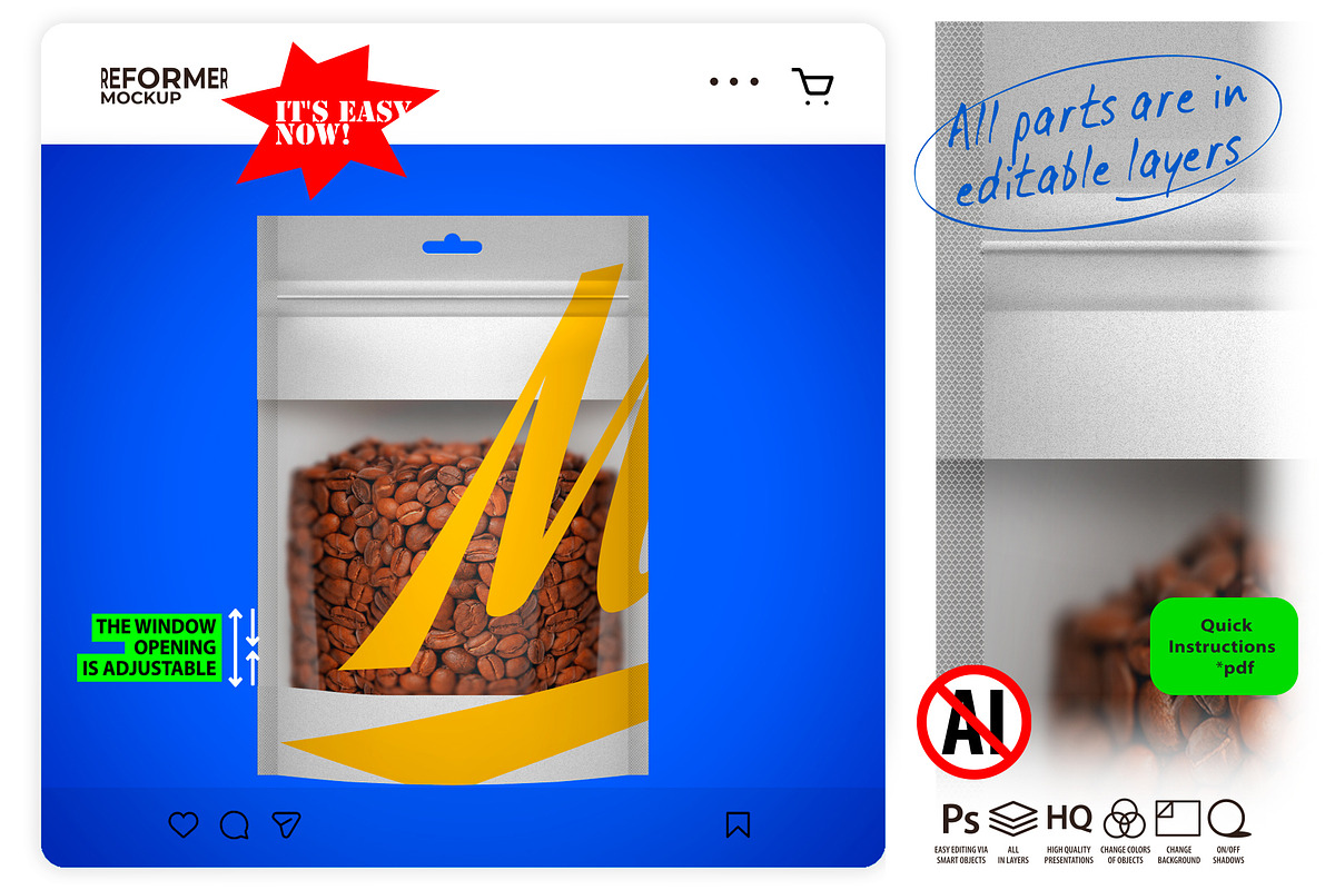 Stand-Up Pouch with Window Mockup, a Packaging Mockup by Reformer Mockup (Photo 1 of 5)