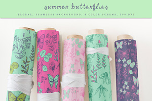 Summer Butterflies Seamless Pattern