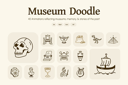 Animated Doodle Museum Icon Set
