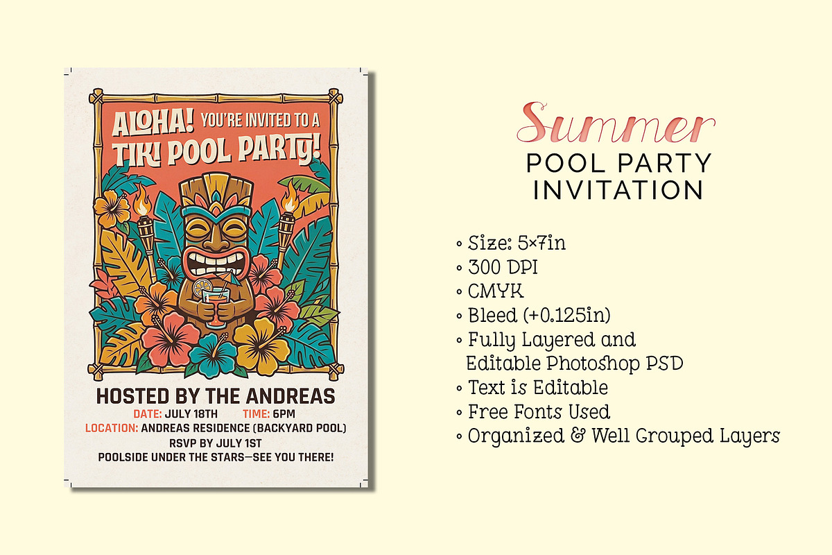 Summer Pool Party Invitation, an Invitation Template by Cyrah's Collection (Photo 1 of 3)
