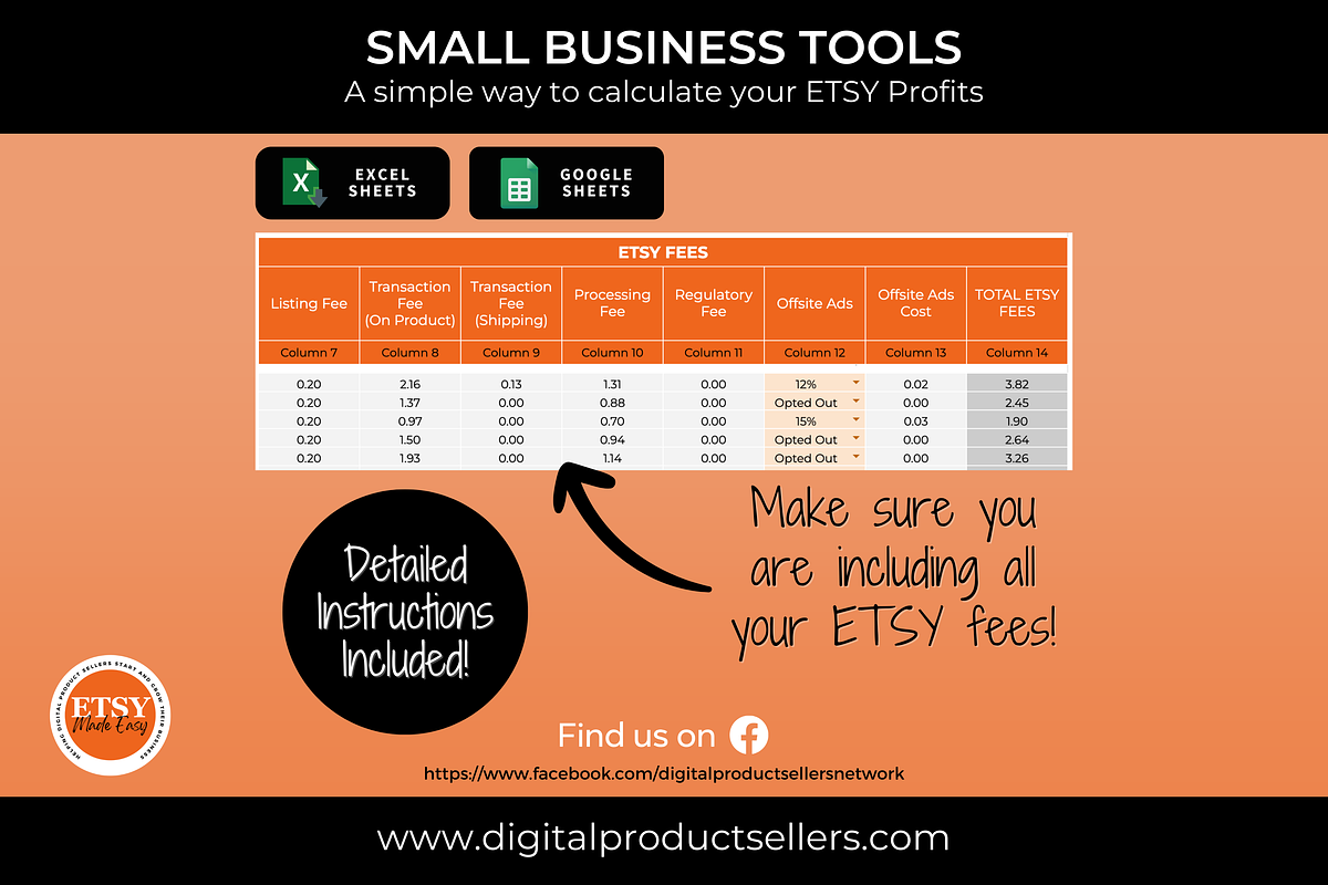 Etsy Fees and Profit Calculator, a Templates & Theme by Jennifer Magri Templates (Photo 3 of 7)
