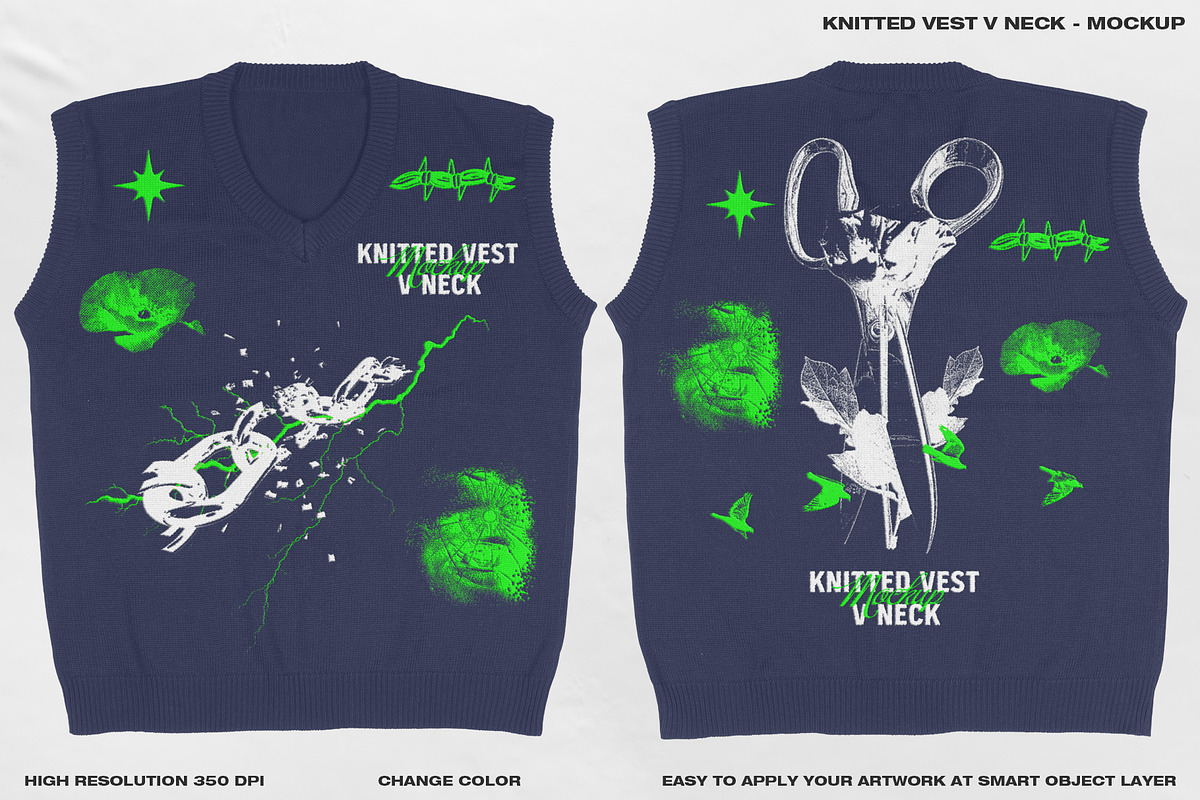 Knitted Vest V Neck - Mockup, a Hoody Mockup by DaldSgh (Photo 2 of 12)