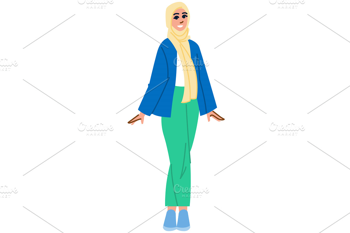 Young muslim woman wearing hijab, a Person Illustration by pikepicture