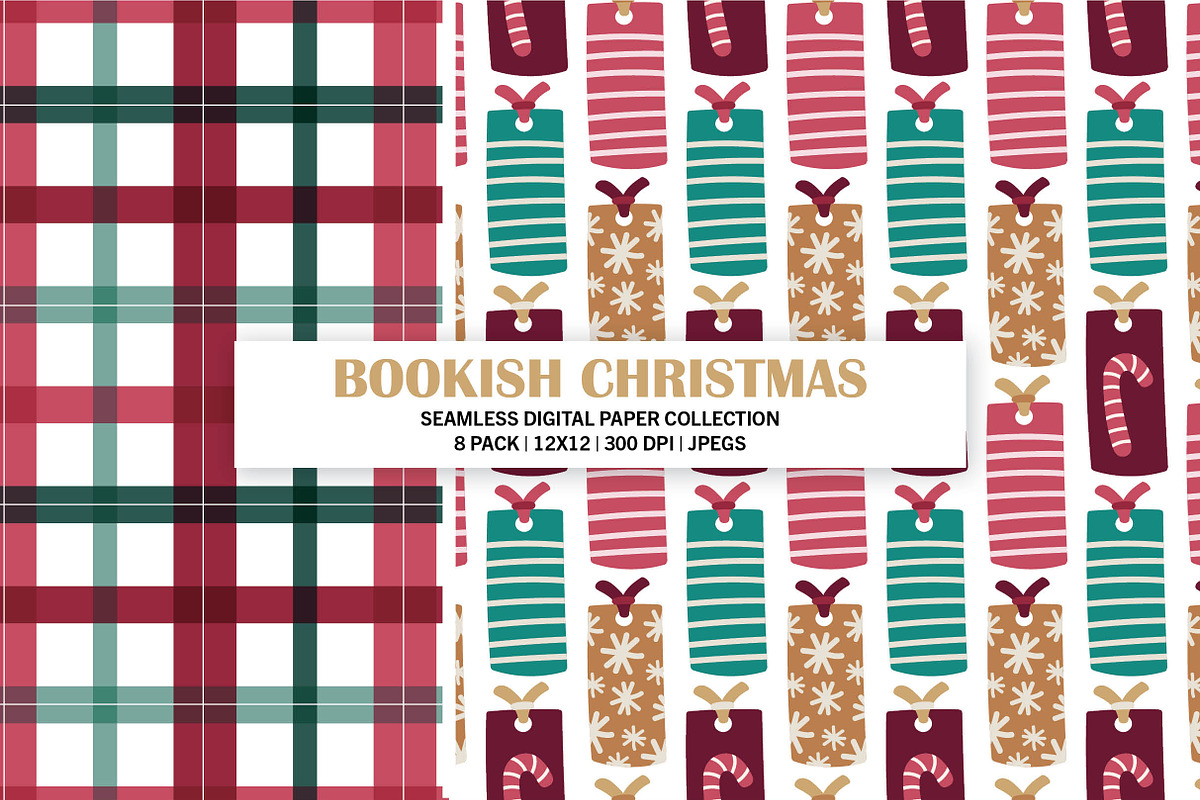 Bookish Christmas Seamless Patterns, a Pattern Graphic by Alanna Messina Design Co (Photo 5 of 8)