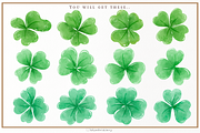 Watercolor Lucky Clover Clipart, a Decorative Illustration by Blumensdiary (Thumbnail 2 of 7)