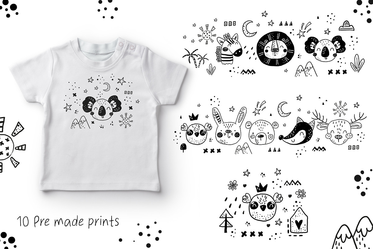 Scandinavian Monochrome Cute Animals, a Background Graphic by Irene_Boiko_ART (Photo 3 of 8)
