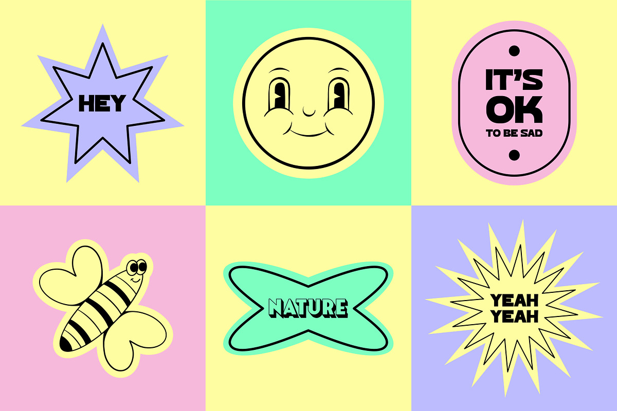 Neon - Retro Sticker Pack, an Object Graphic by Alina Sh (Photo 11 of 12)