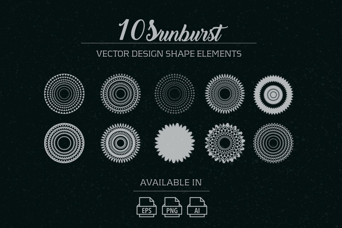 10 sunburst vector shape elements, an Object Graphic by Vova (Photo 1 of 7)
