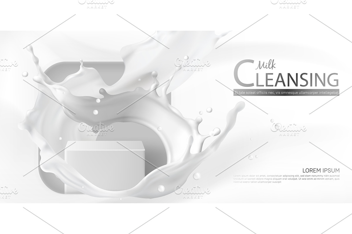 Milk cleansing splash podium banner, a Food Illustration by art PVP - market