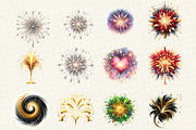 Happy New Year Fireworks Clipart, an Illustration by DreamCafeArt (Thumbnail 2 of 7)