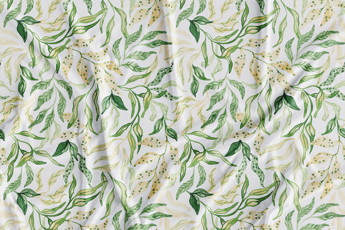 Watercolor Spring Foliage Pattern, a Pattern Graphic by SirenaArt (Photo 4 of 15)