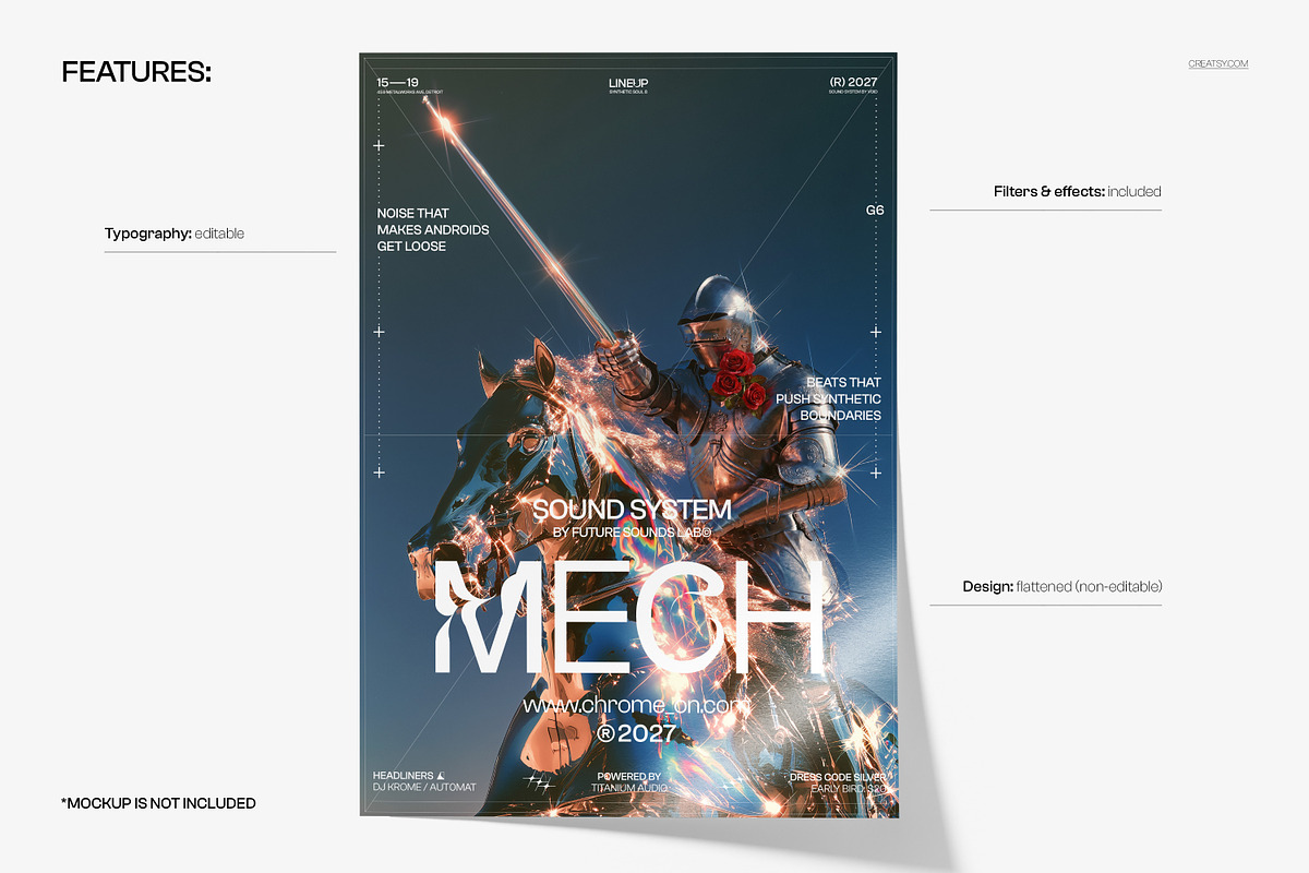 Cyber Knight Rave Poster Template, a Poster Template by creatsy5 (Photo 2 of 4)