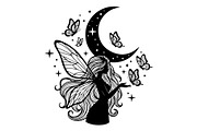 Fairy Moon Butterfly Silhouette, an Object Illustration by Gaye Art (Thumbnail 26 of 31)
