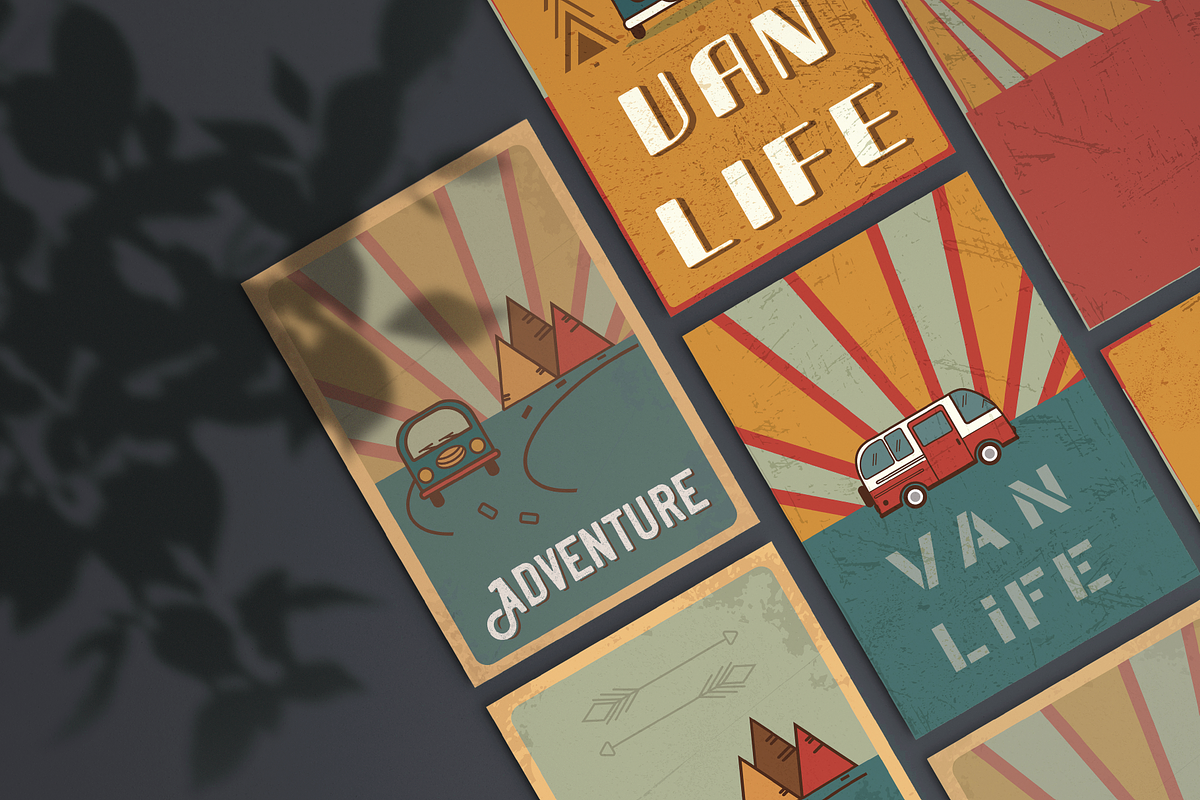 Van Life Adventure Retro Posters, a Decorative Illustration by lokfrid (Photo 8 of 8)