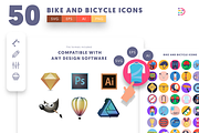 50 Bike and Bicycles Icons, an Outline Icon by Dighital (Thumbnail 9 of 10)