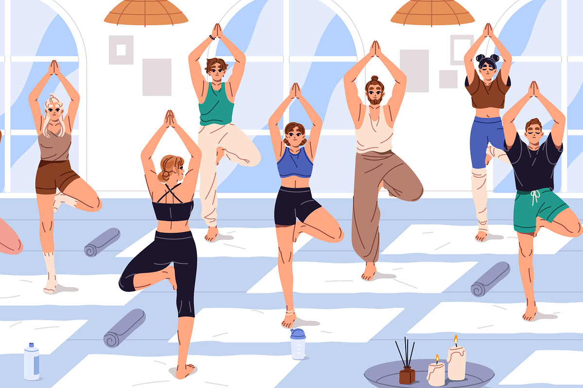 People do exercises at yoga class, a Sport Illustration by PaperTrident (Photo 2 of 3)