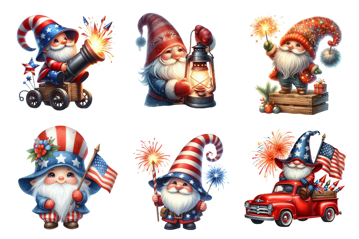 Watercolor Patriotic Gnome Clipart, an Illustration by CreationArt (Photo 4 of 5)