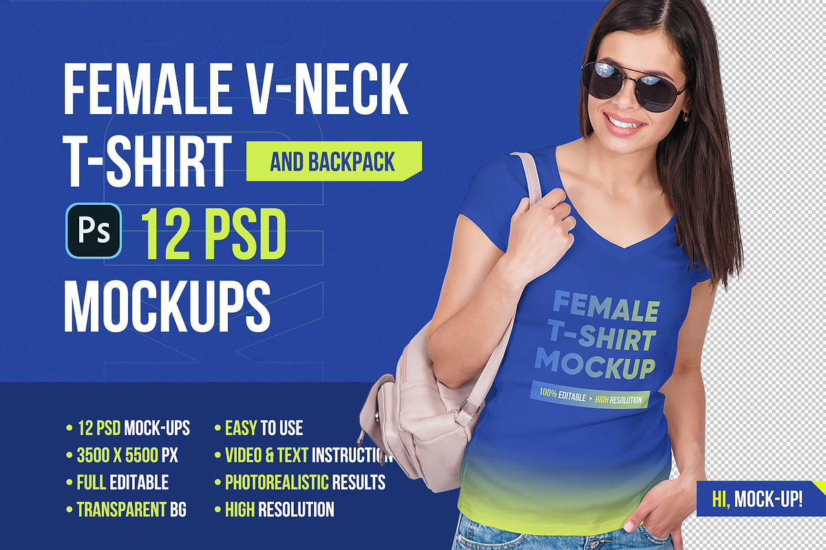 Female V-Neck T-Shirt Mockup, a Shirt Mockup by Hi, Mock-Up! (Photo 1 of 10)