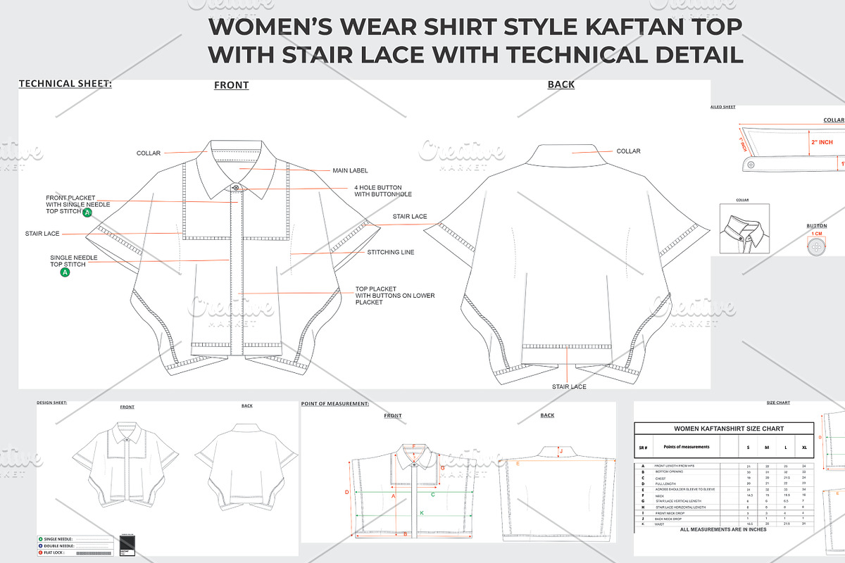 Women's shirt kaftan top technical, a Work Illustration by Fashion template hub (Photo 1 of 6)