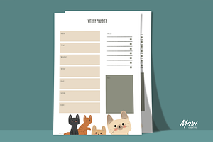 Cute Starring Cats Weekly Planner