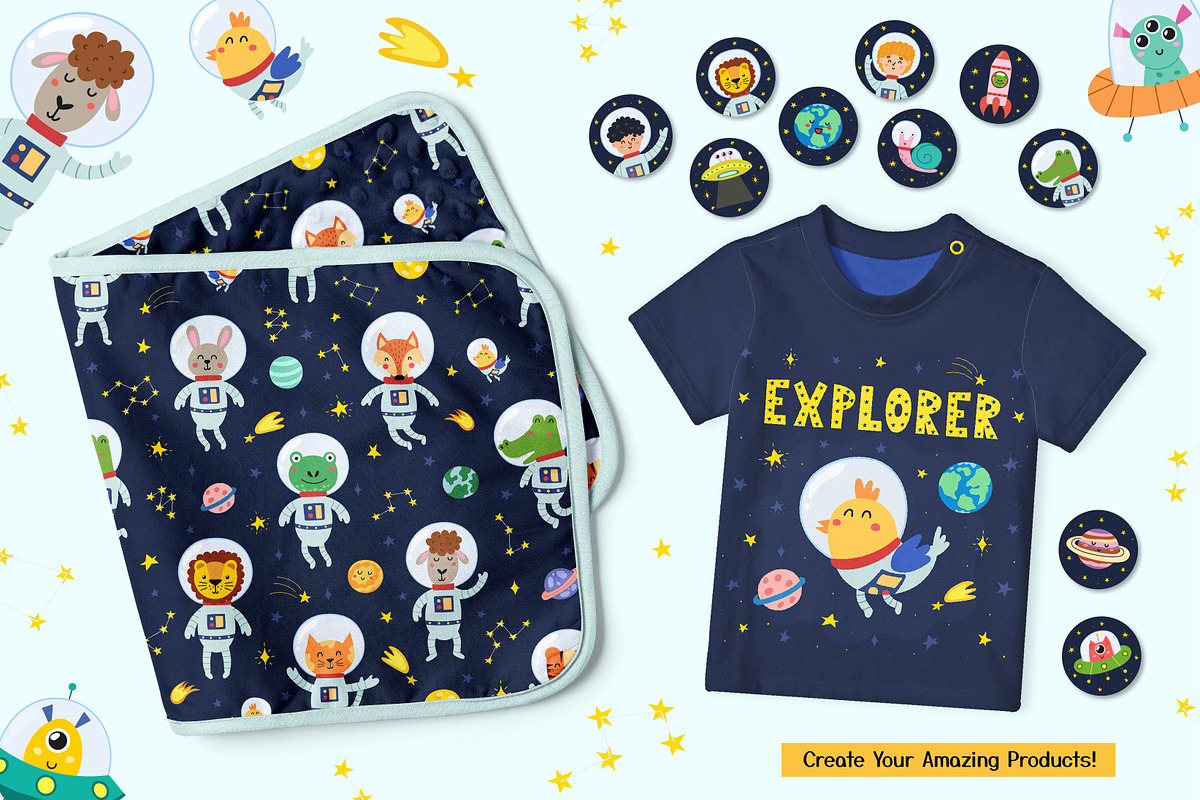 Cute Space Collection, an Animal Illustration by Gulnara Sabirova (Photo 2 of 23)