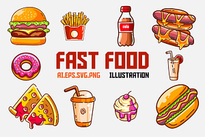 Fast Food Illustration, a Food Illustration by Stock Shape
