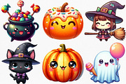 Kawaii Halloween Clipart Bundle, an Illustration by Canvas Craft (Thumbnail 4 of 8)