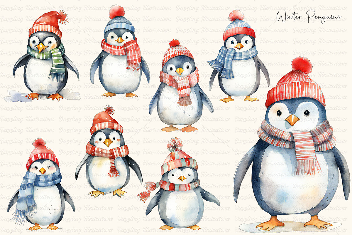 Christmas Animals: Penguins, a Seasonal Illustration by Dazzling Art Boutique (Photo 4 of 15)