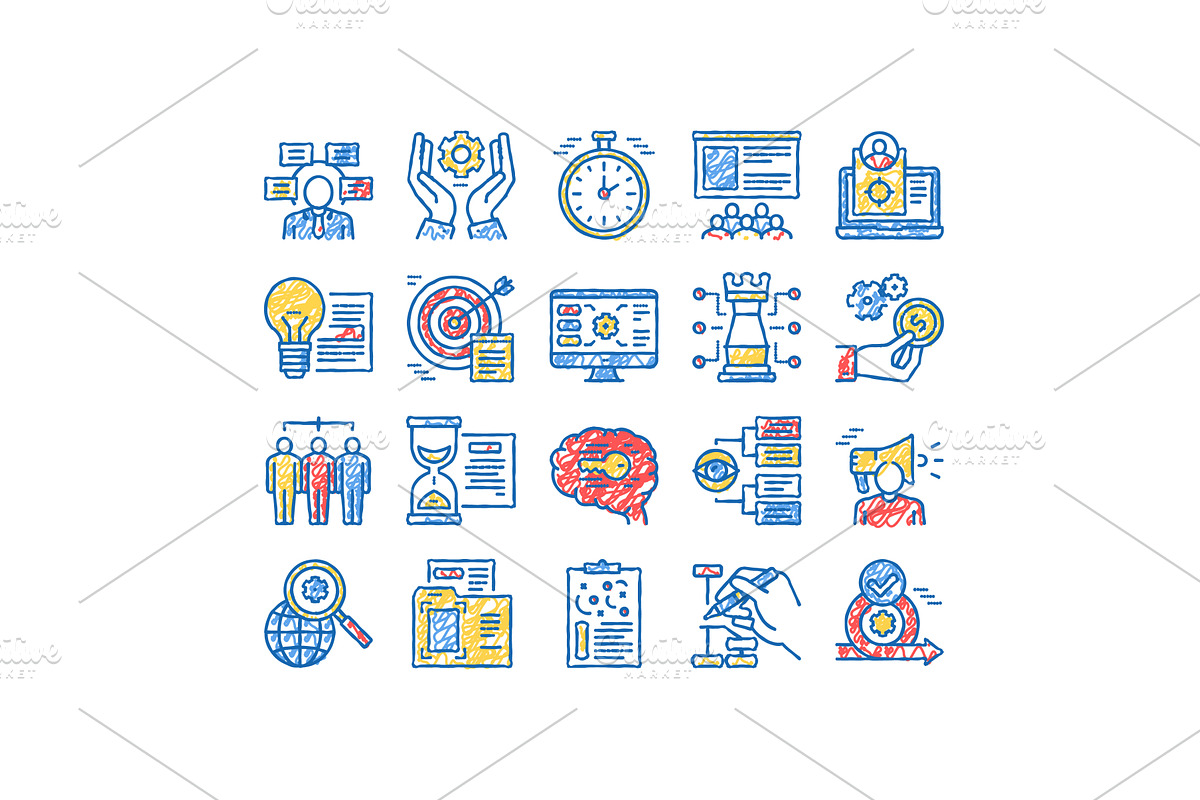 Project Development set Icons hand, an Object Illustration by pikepicture