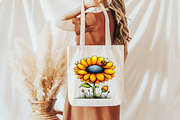Whimsical Bee Sunflower Clipart, a Seasonal Illustration by Designworld (Thumbnail 8 of 9)
