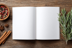 Cozy, rustic banner with open book, a Food & Drink Photo by MistyDay