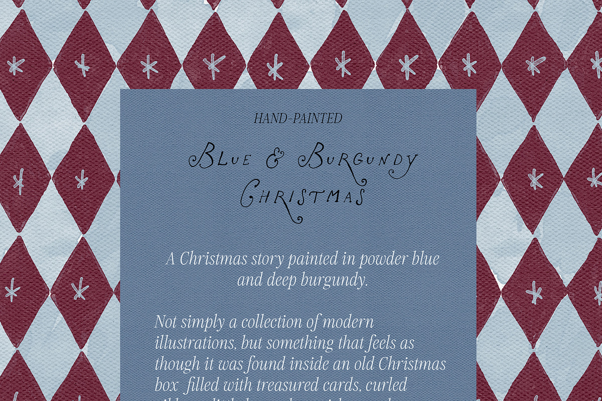 Hand-Painted Blue Burgundy Christmas, an Object Graphic by Lana Elanor (Photo 6 of 24)