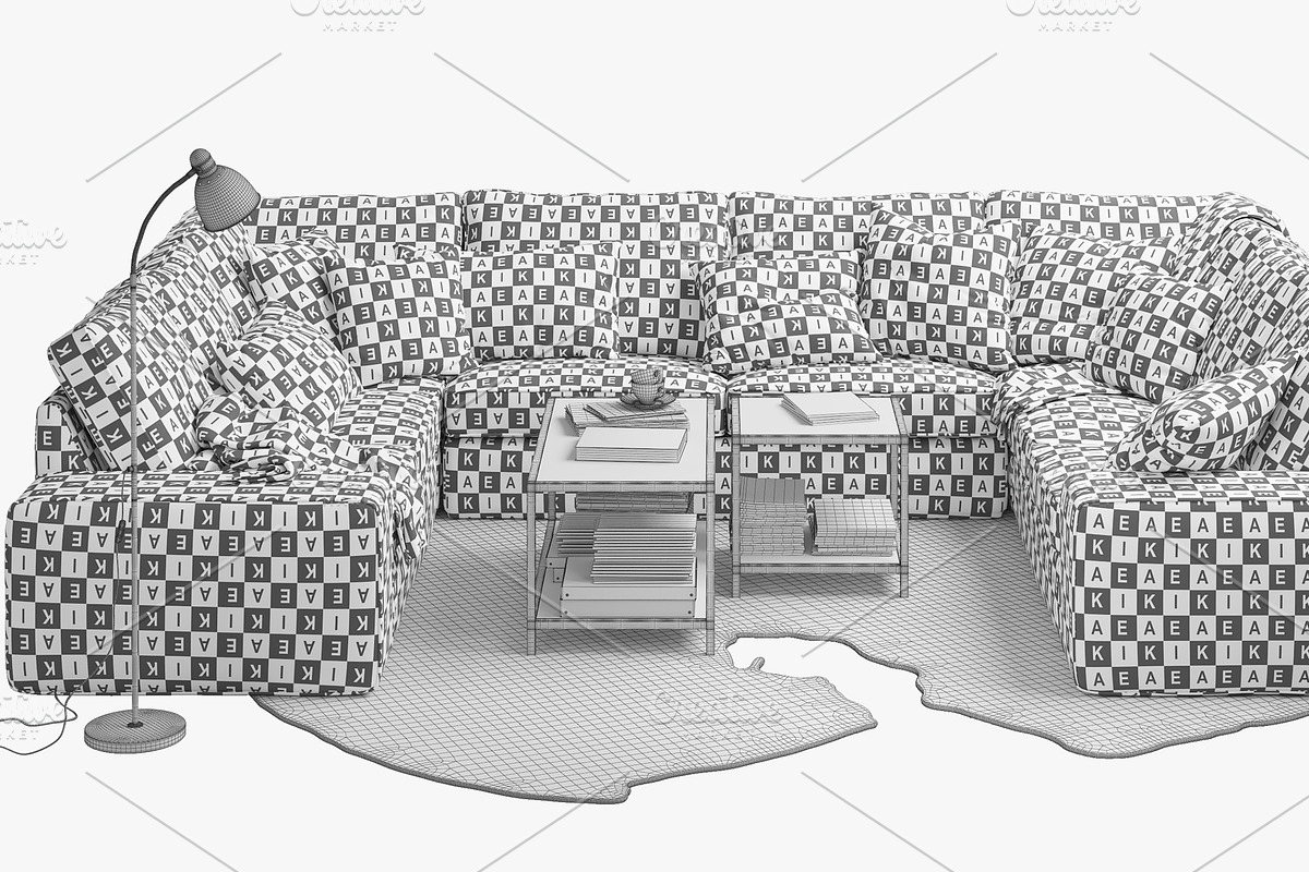 U-shaped sofa 3d model, a Furniture 3D Model by 3dmitruk (Photo 9 of 11)