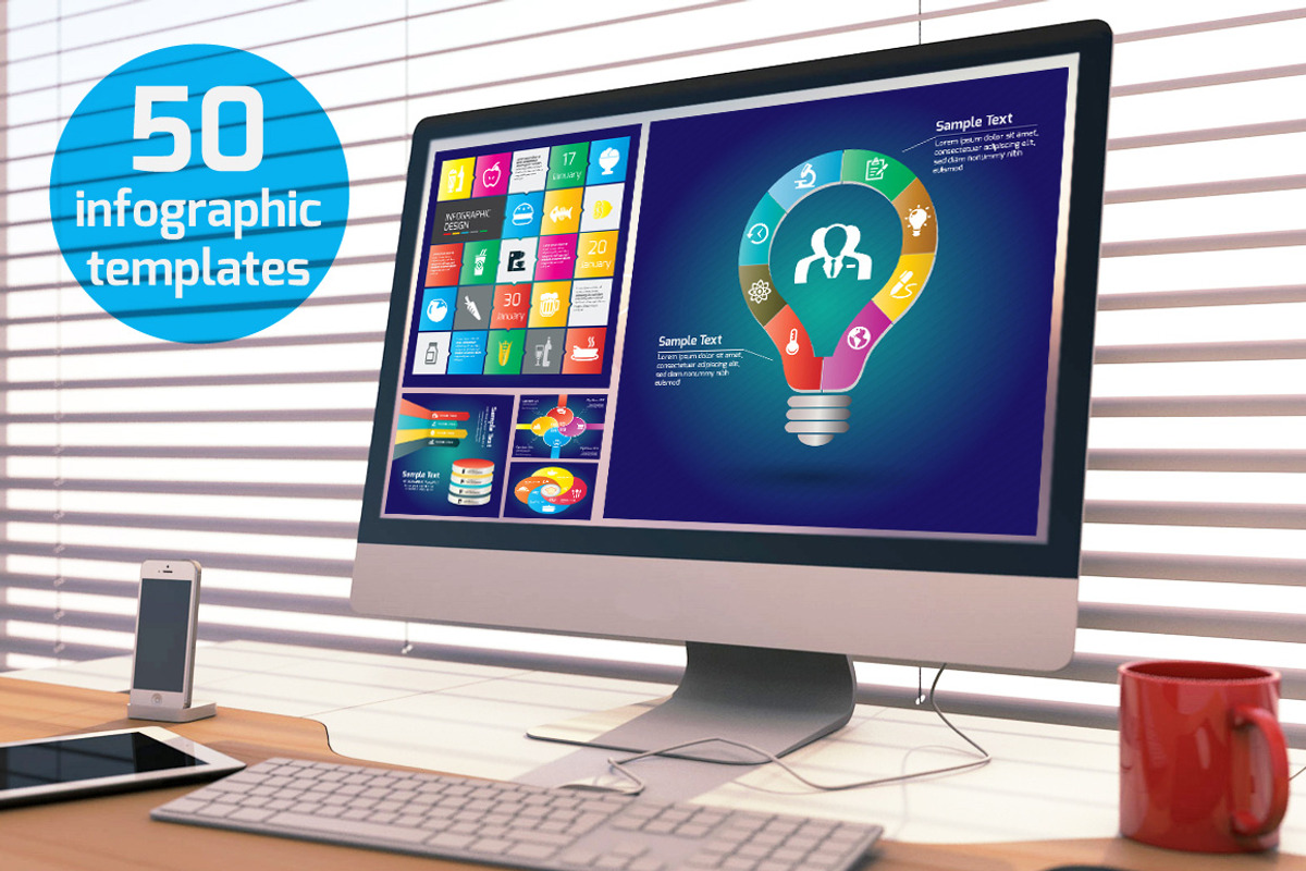 50 Infographic Templates + Bonus, a Presentation Template by VL Shop (Photo 1 of 4)