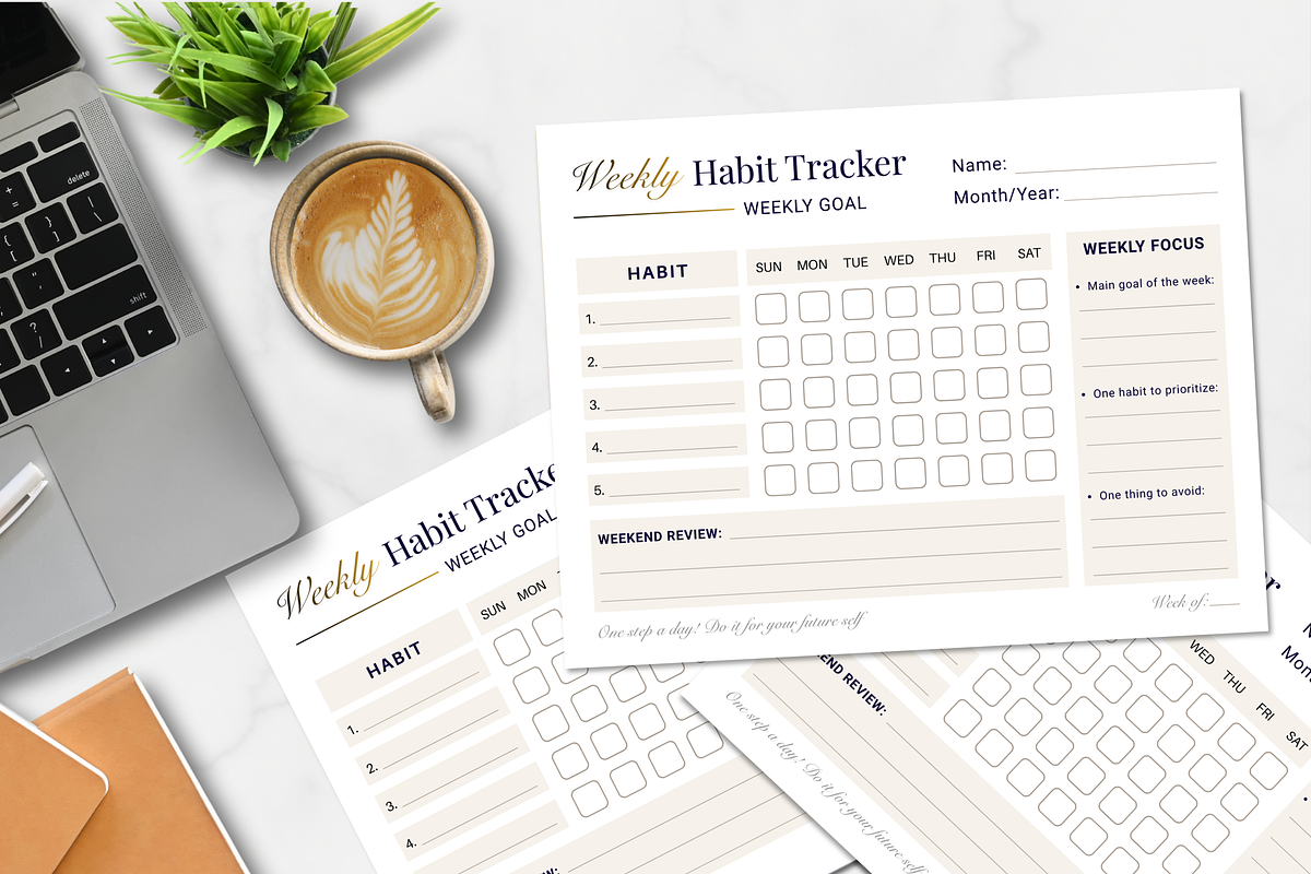 Weekly Habit Tracker Printable, a Stationery Template by AntDesignStudio (Photo 4 of 6)