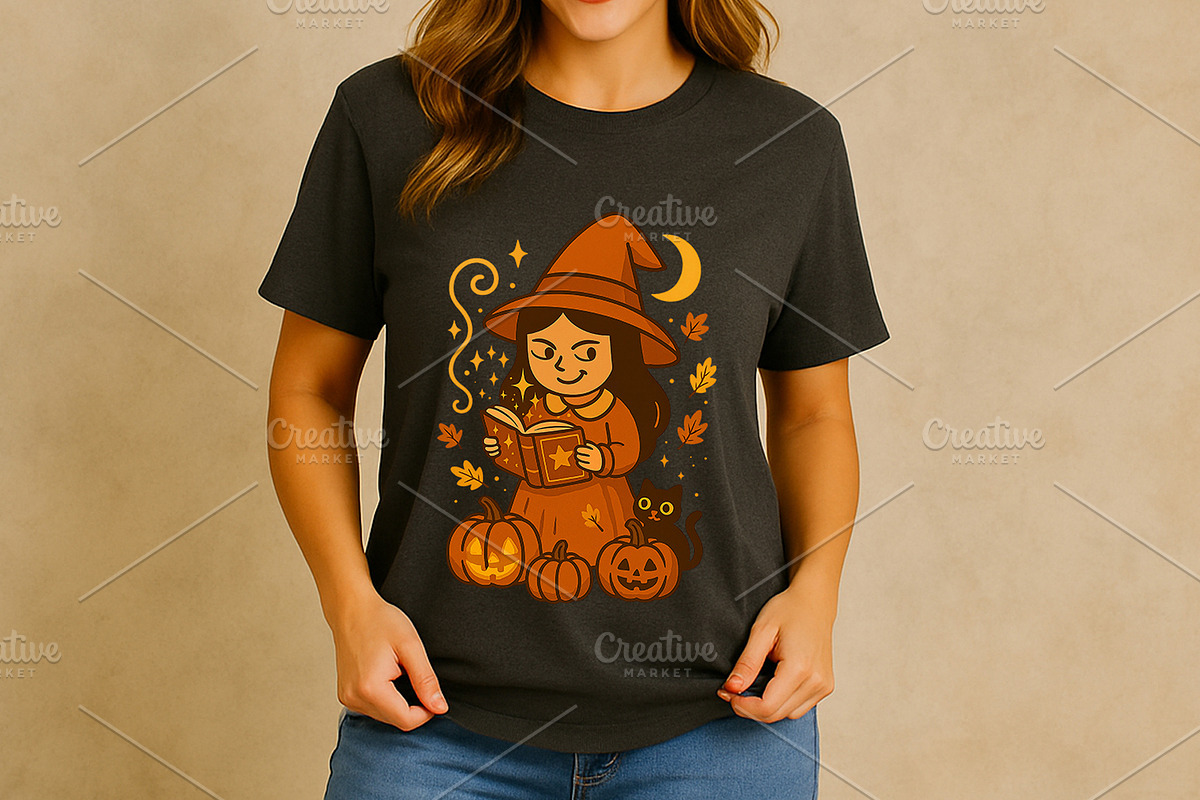 Cute halloween witch with pumpkins., a Decorative Illustration by kaisorn (Photo 3 of 9)