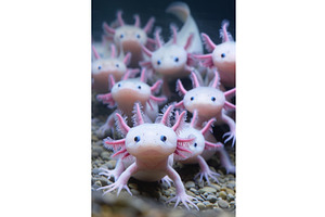 axolotl in an aquarium. Selective, an Animal Illustration by yanadjana