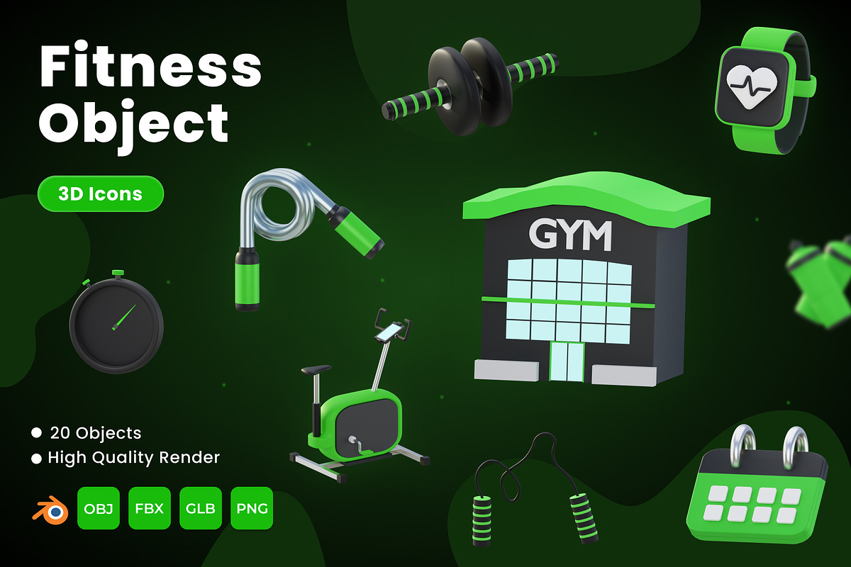 Fitness & Gym 3D Icons, an Object 3D Model by Azam Creative (Photo 1 of 5)