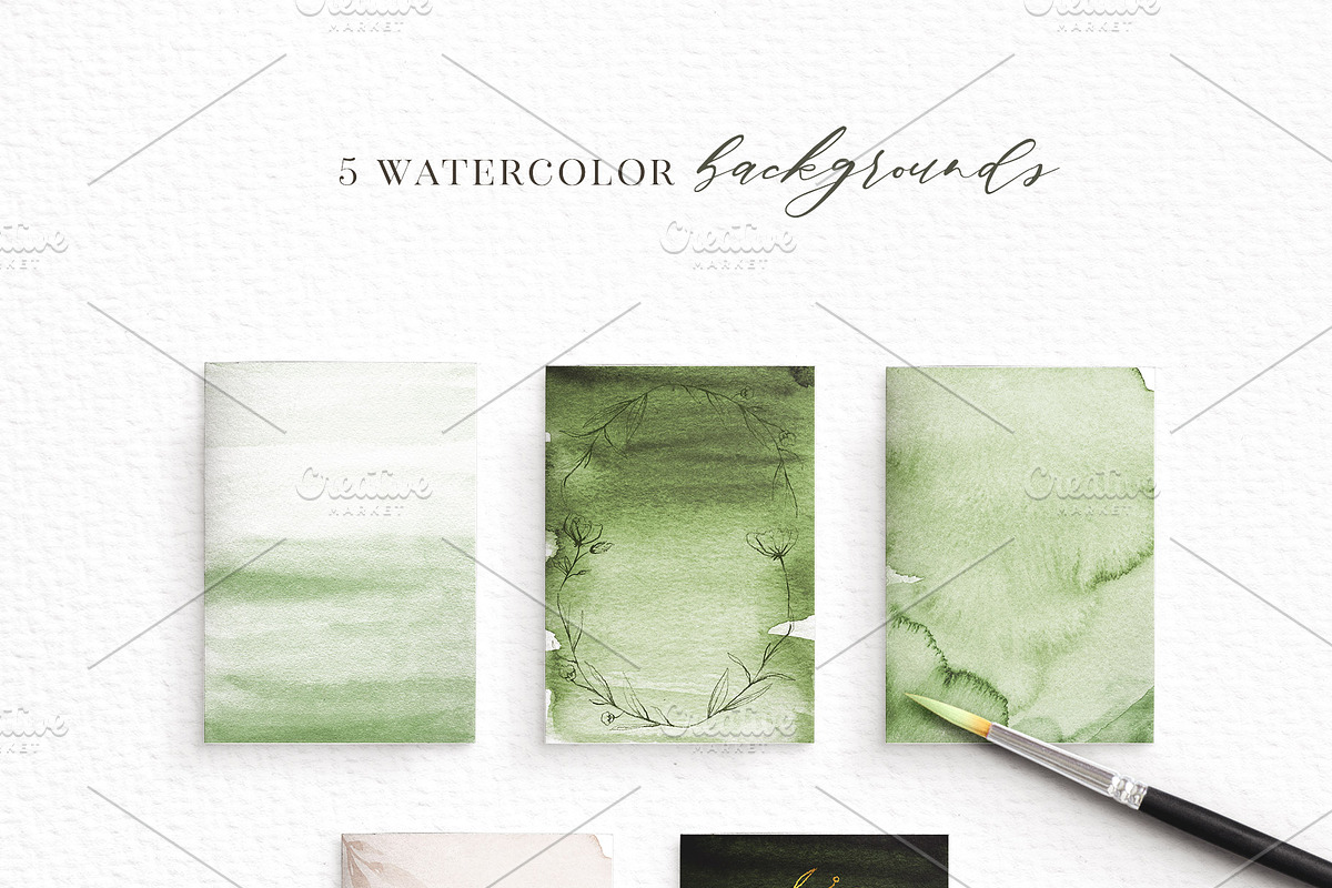 Delicate Greenery Watercolor+Pencil, a Texture Illustration by Inky Jar Design Studio (Photo 6 of 15)