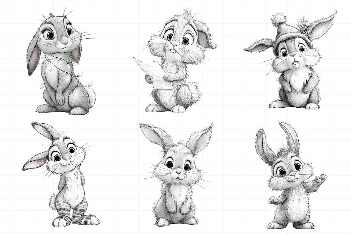 Christmas Bunny Clipart, an Illustration by Daily.Designs (Photo 3 of 5)